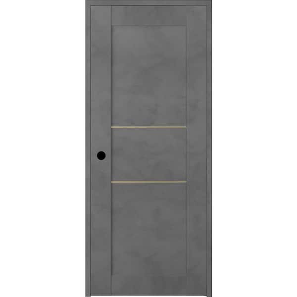 Belldinni Vona 07 2H Gold 18 in. x 80 in. Right-Handed Solid Core Dark Urban Textured Wood Single Prehung Interior Door