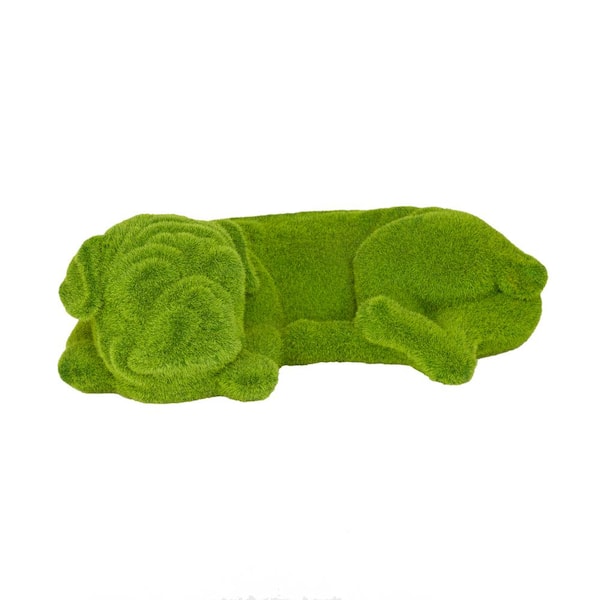 Litton Lane 6 in. Green MGO Country Cottage Dog Garden Sculpture