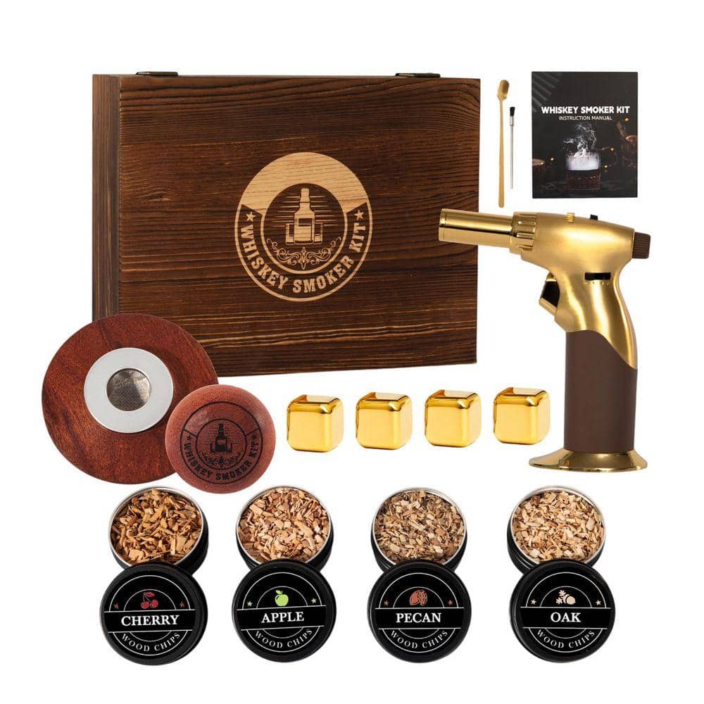 raw life factory KING　SMOKE　GOLD　kinoco付 Lynzavix Gold Whiskey Smoker Kit with Torch, 4 Flavors Wood