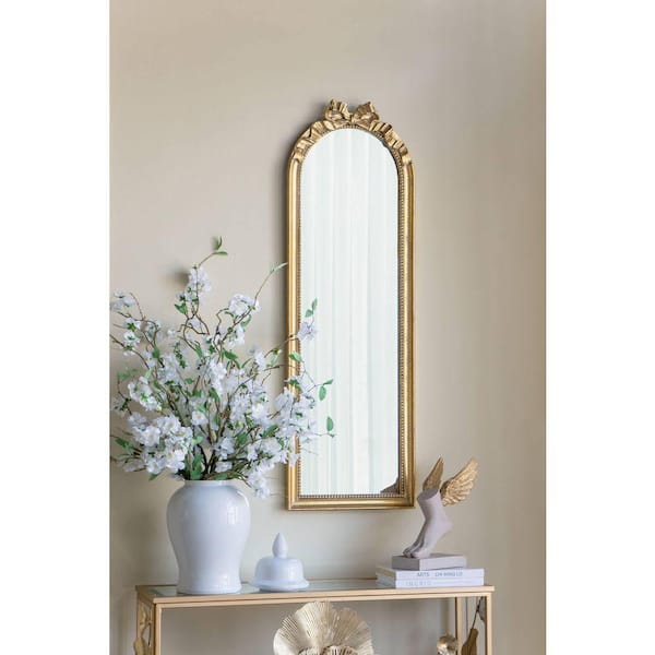 Avex Gold 15.8 in. W x 48.8 in. H Art Deco Arch Wooden Framed Mirror