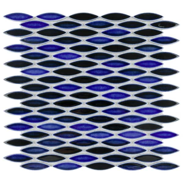 Pescado Glossy Azul 12 in. x 12-1/2 in. Porcelain Mosaic Tile (5.3 sq. ft./Case)