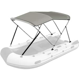 3 Bow Bimini Top Cover Sun Shade Boat Cover 6 ft. L x 46 in. H x 61-66 in. W Boat Canopy with 1 in. Aluminum Frame, Gray