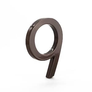 4 in. Roman Bronze Aluminum Floating or Flat Modern House Number 9