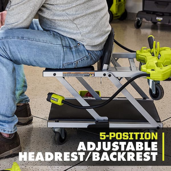 RYOBI - ONE+ 18V Cordless Automotive Dual Function 400 lb. Capacity, 800 Lumen Lighted Mechanic Garage Creeper Seat (Tool Only)