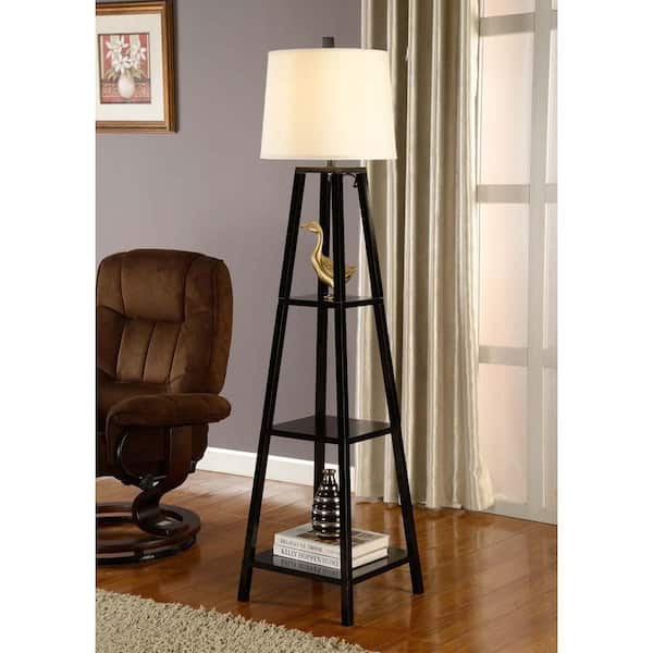 Java Black 3 Tiered Wood Floor Lamp, 3 Tier Table Lamp