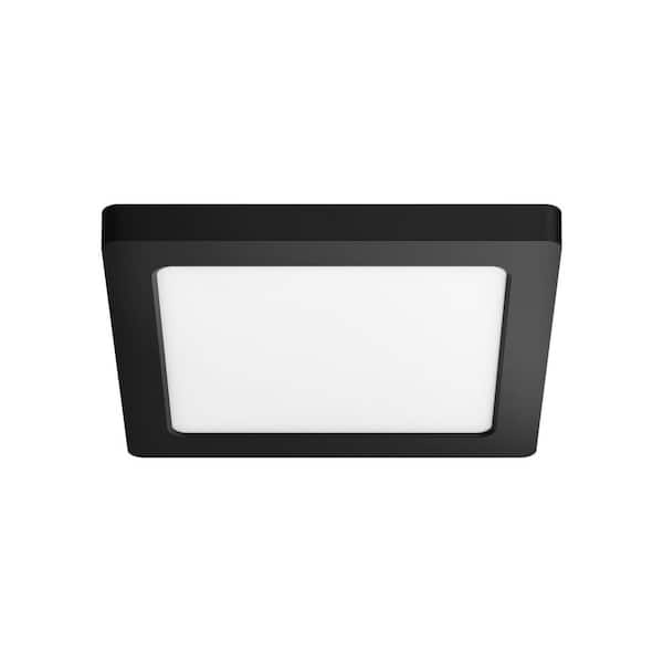 Sofiton 6.4 in. 12-Watt Black Square New Ultra-Low Profile Integrated LED Flush Mount Light 3000K-5000K 3CCT Selectable