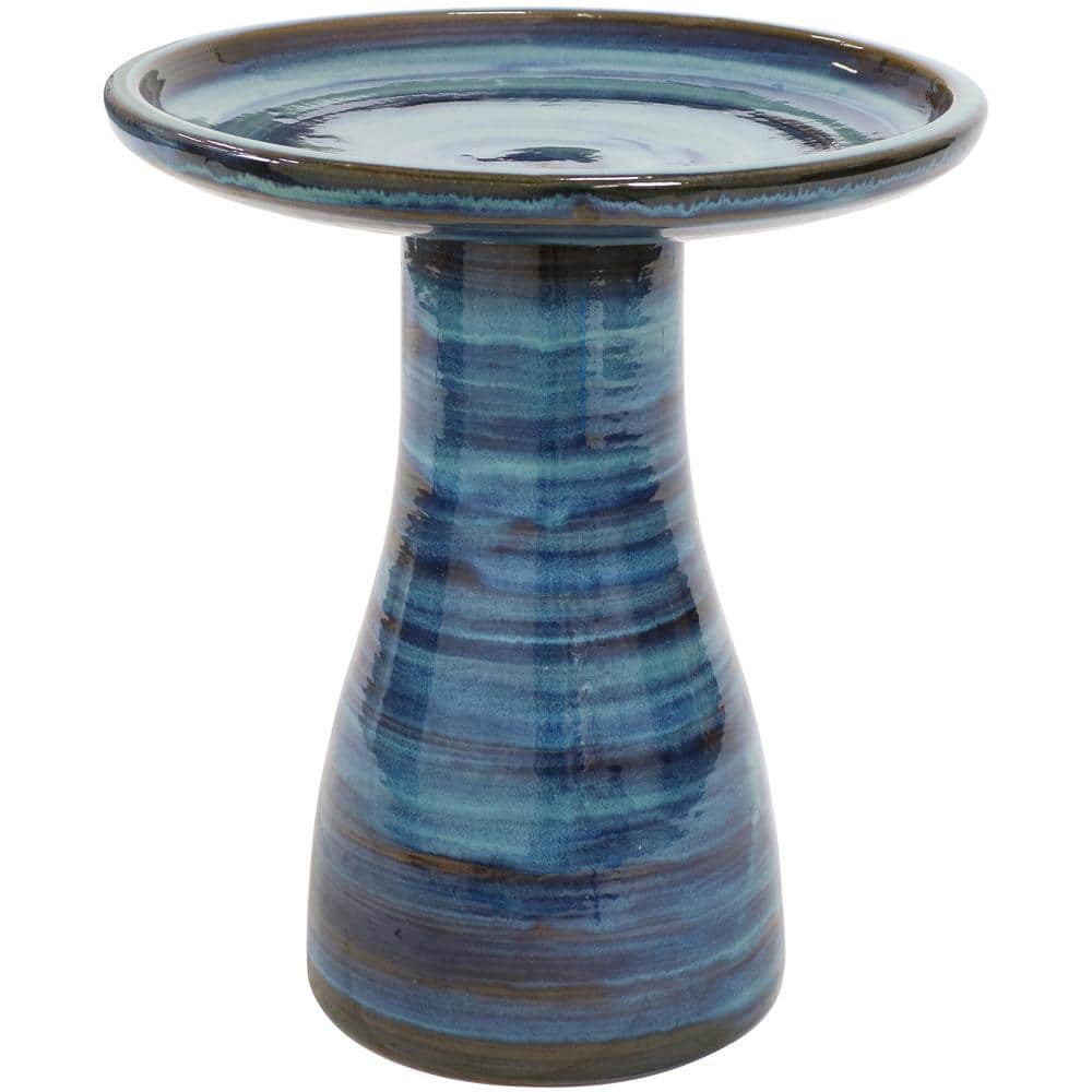 Sunnydaze Elegant Galaxy Blue Ceramic Outdoor Bird Bath, UV/Frost Resistant AP-343 - The Home Depot