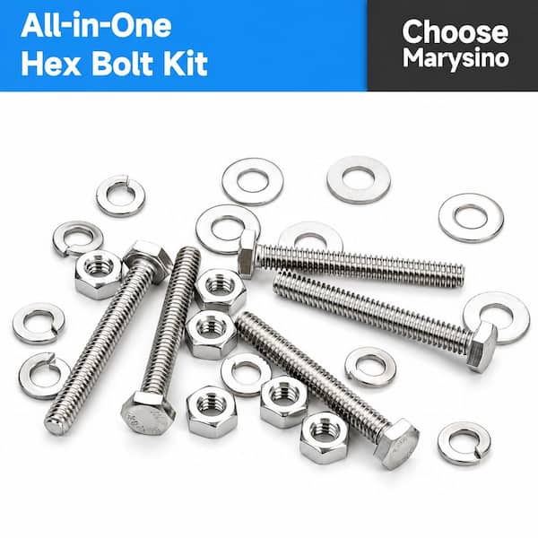 262-Piece Hex Head Nuts and Bolts Assortment Kit, 1/4-20 Bolt, 5/16-18 Bolt, 3/8-16 Metric Bolt Assortment
