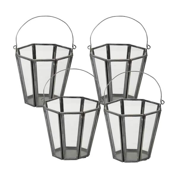 HomeRoots Gray Glass Votive Set of 4-Pack