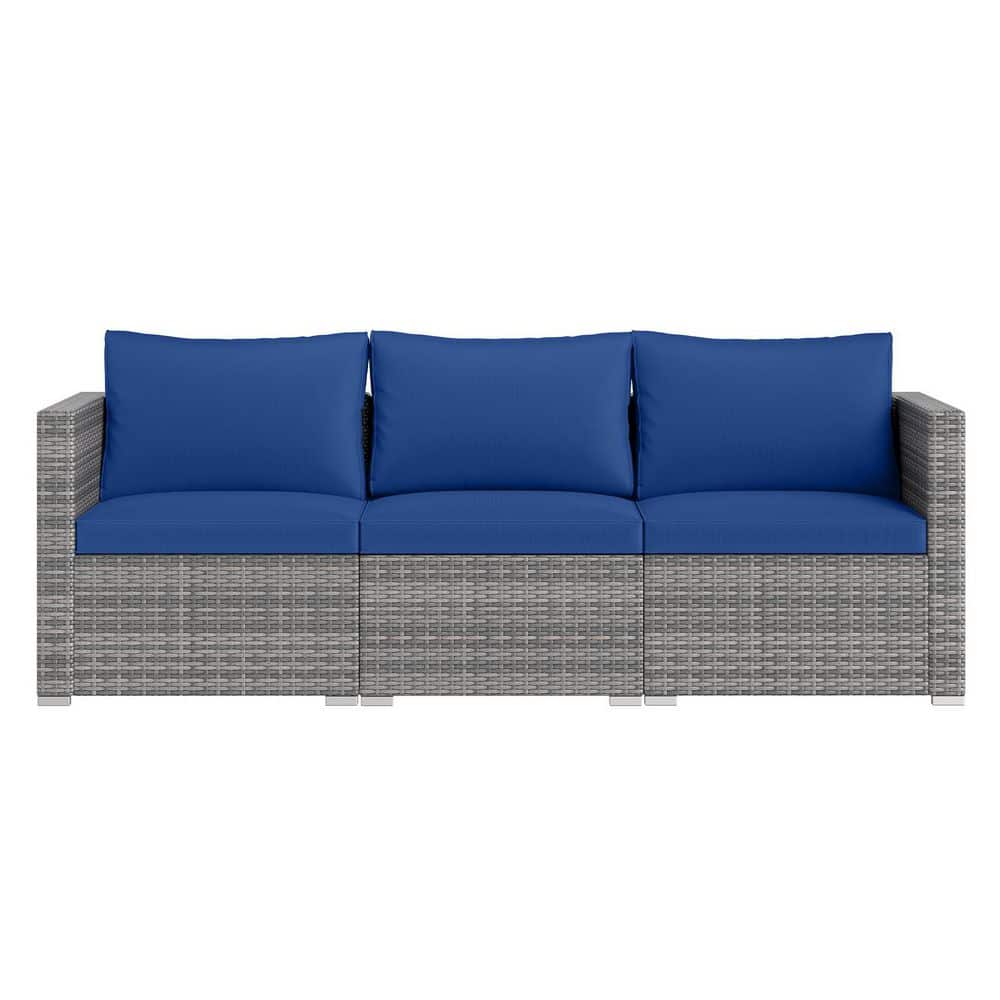 3-Piece PE Rattan Outdoor Sectional Sofa Set with Cushions, Navy price history on PriceWatchPro