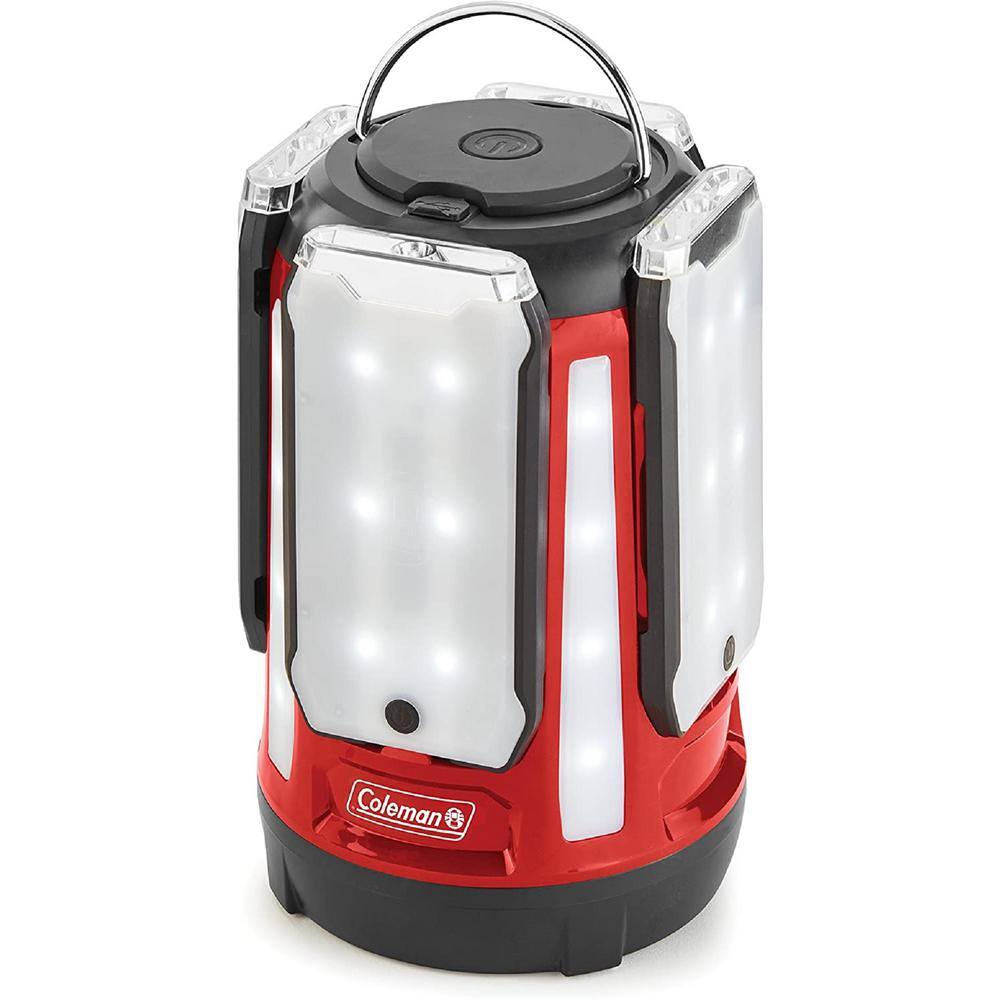 Red Waterproof LED Lantern with USB Port and Flashlight