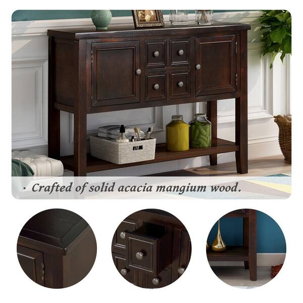 ANBAZAR Espresso Storage Cabinet Console Table with 2-Drawers and