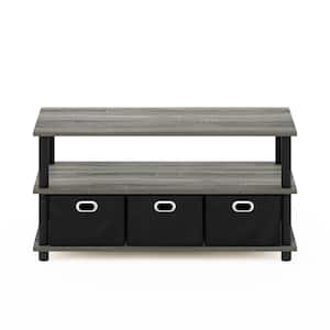 Frans 32 in. Oak Gray Medium Rectangle Particle Board Coffee Table with Drawer Bins