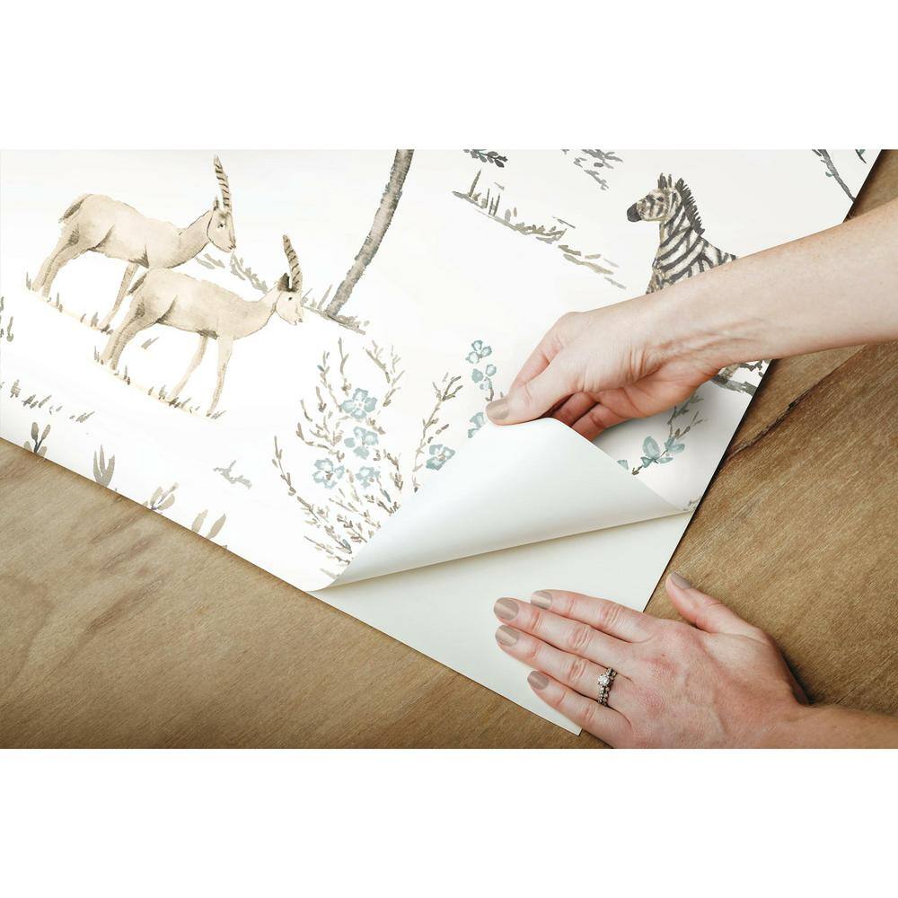 Neutral Safari Animals Peel and Stick Wallpaper Roll
