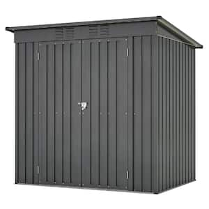 6 ft. W x 4 ft. D Black Metal Outdoor Storage Shed with Lockable Doors (24 sq. ft.)