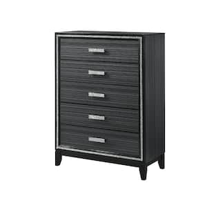 Haiden 5-Drawer Weathered Black Chest 50 in. x 17 in. x 35 in.