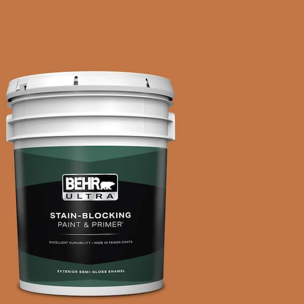 BEHR ULTRA 5 gal. #PPU3-02 Marmalade Glaze Semi-Gloss Enamel Exterior Paint & Primer