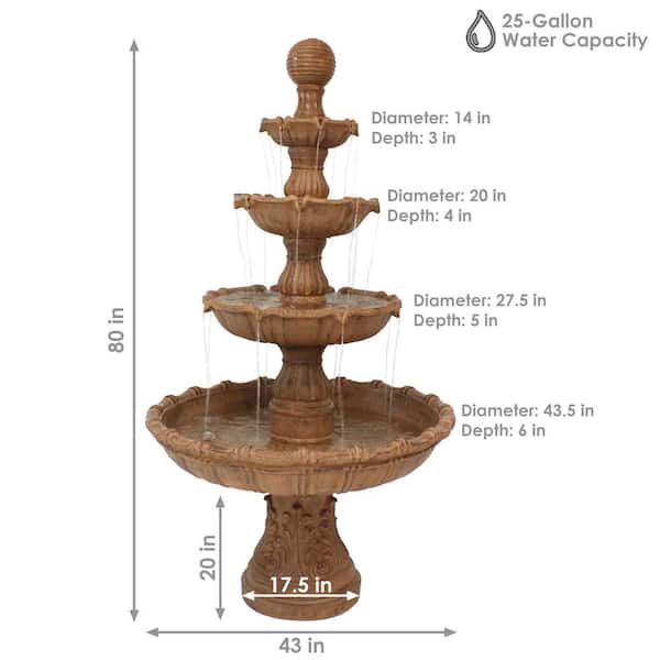 Sunnydaze Decor 80 in. Large Tiered Ball Outdoor Fountain FC-73803 ...