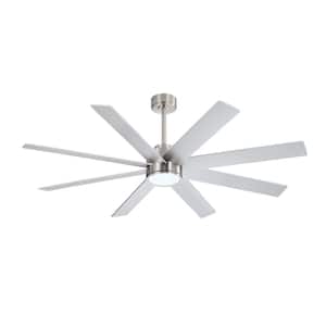 72 in. 8-Plywood Blades Indoor Nickel and Silver LED Ceiling Fan with Remote