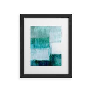 GalleryJ9 Aqua Blue Geometric Abstract Textured Painting Framed Abstract Art Print 24inX36 in.