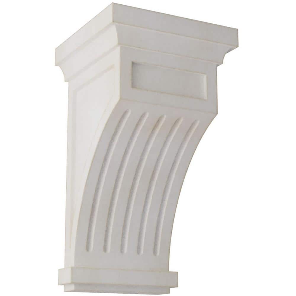 Ekena Millwork 5-1/2 in. x 10 in. x 5-1/2 in. Chalk Dust White Fluted Wood Vintage Decor Corbel