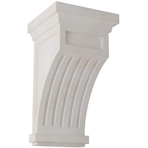 5-1/2 in. x 10 in. x 5-1/2 in. Chalk Dust White Fluted Wood Vintage Decor Corbel