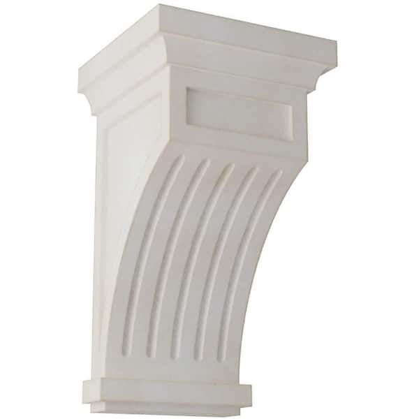 Ekena Millwork 5-1/2 in. x 10 in. x 5-1/2 in. Chalk Dust White Fluted Wood Vintage Decor Corbel