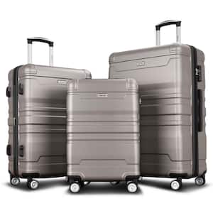 Gray Lightweight 3-Piece Expandable ABS Hardshell Spinner Luggage Set with TSA Lock