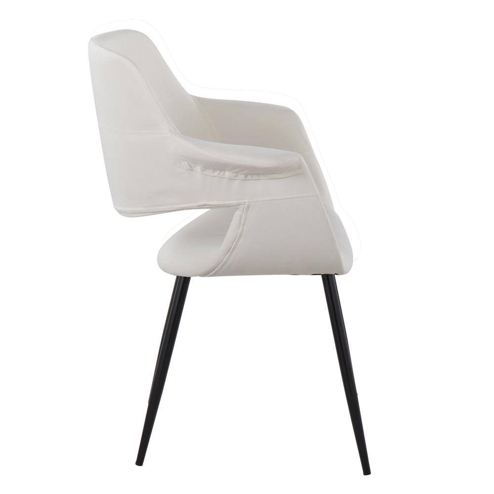 Cream Velvet and Black Metal Vintage Flair Chairs, Set of 2