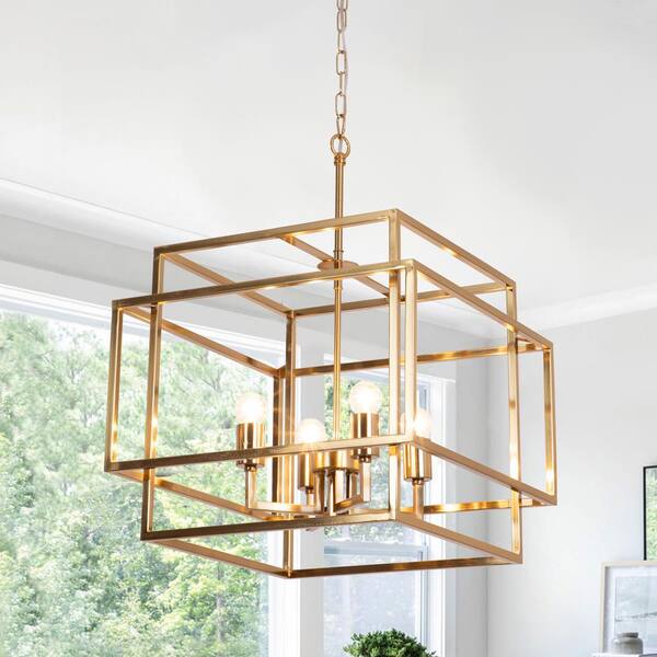 Maxax Hartford 4-Light Brass Lantern Square Chandelier