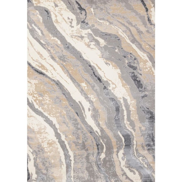 Gray 5 ft. x 8 ft. Woven Abstract Rectangle Indoor Area Rug