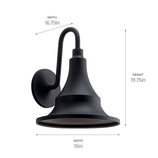 Hampshire 19.75 in. 1-Light Textured Black Outdoor Hardwired Barn Sconce with No Bulbs Included (1-Pack)