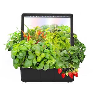 Hydroponics Growing System Indoor Garden 15 Pods Indoor Gardening System with LED Grow Light Height Adjustable Black