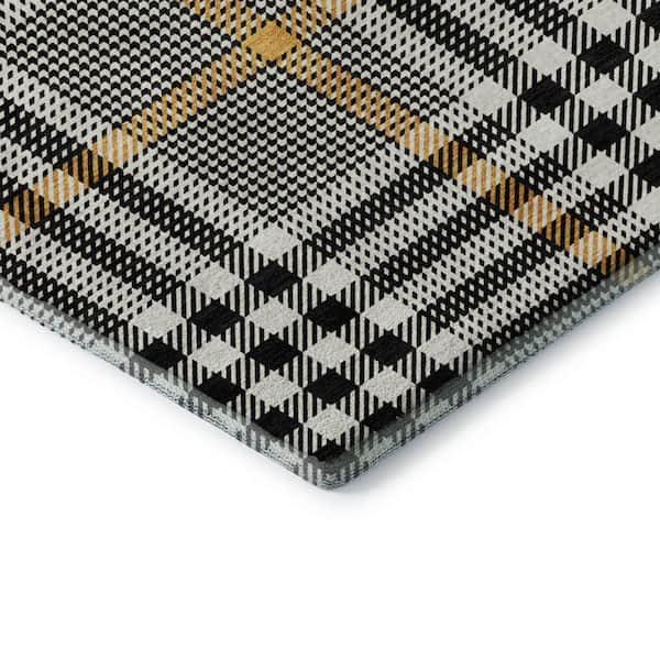 Mayfield Premium Machine Washable Abstract AMF1054 Black 3 ft. x 4 ft. Area Rug