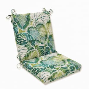 Tropic Floral 18 in. W x 3 in. H Deep Seat, 1 Piece Chair Cushion and Square Corners in Green/Ivory Key Cove