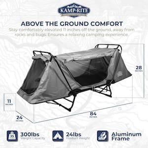 Original Tent Cot Folding Camping and Hiking Bed for 1 Person in Gray