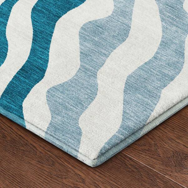 Mayfield Premium Machine Washable Abstract AMF2523 Teal 10 ft. x 14 ft. Area Rug