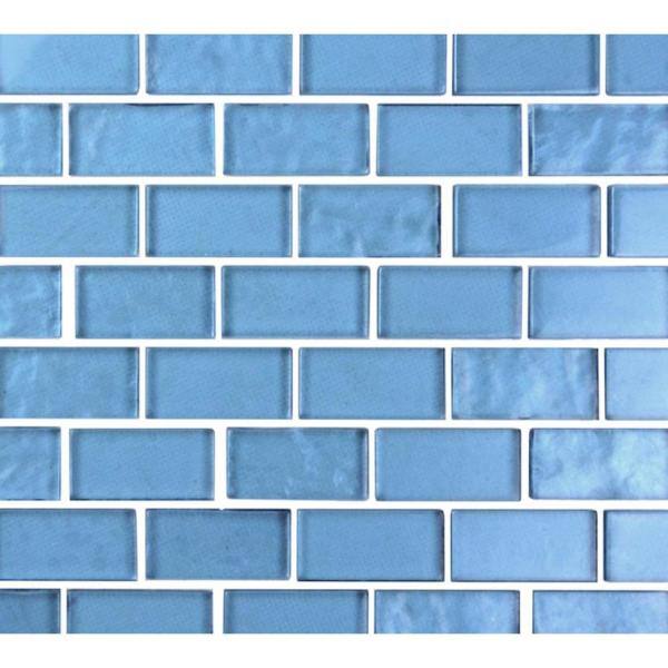 Landscape Danube Blue Glossy Glass Mosaic Tile