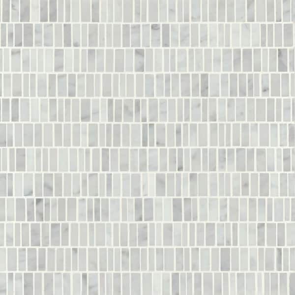 Bedrosians Monet Mini-Brick 12 in. x 12 in. Honed White Carrara Marble Mosaic Tile (5.1 sq. ft./Carton)