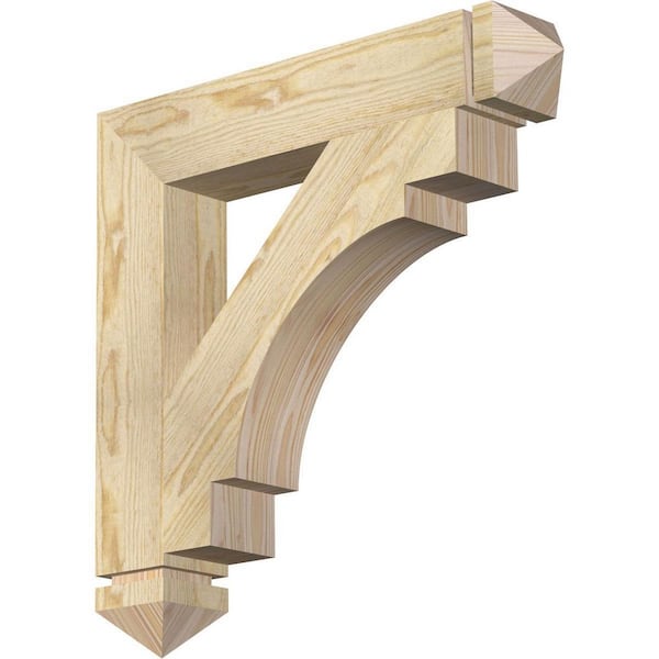 Ekena Millwork 4 in. x 24 in. x 24 in. Douglas Fir Merced Arts and Crafts Rough Sawn Bracket