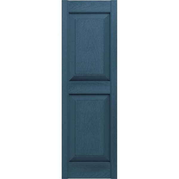 Builders Edge 12 in. x 71 in. Raised Panel Vinyl Exterior Shutters Pair in Classic Blue