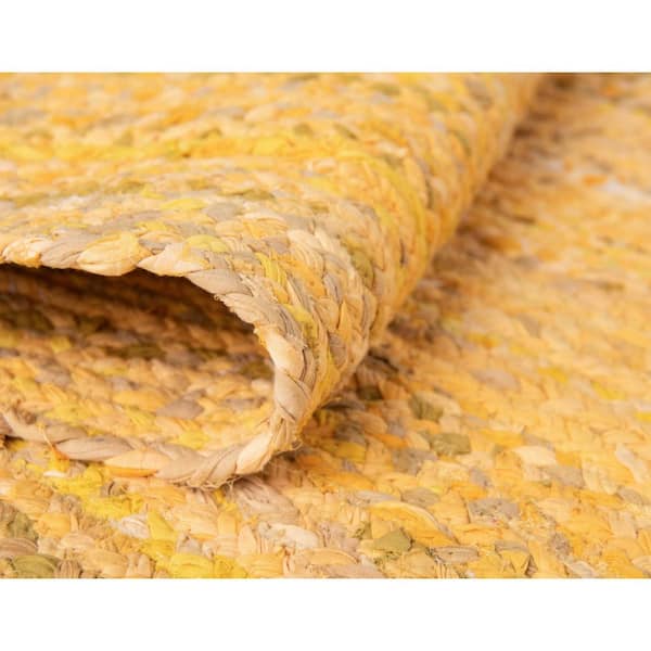 Unique Loom Braided Chindi Yellow 5 ft. x 8 ft. Area Rug 3142715