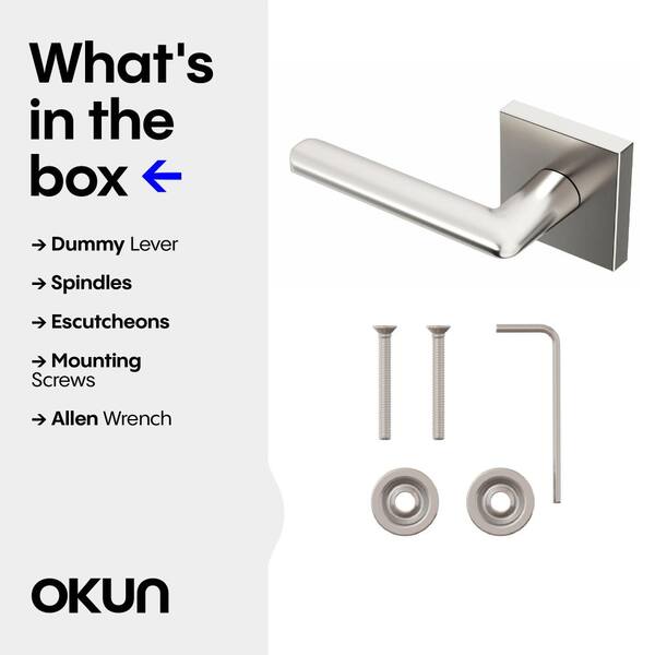 Okun Mirra Metal Brushed Nickel Dummy Door Handle with Square