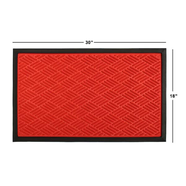 Patterned Orange 24 in. x 36 in. Rubber Non-Slip Indoor Outdoor Doormat