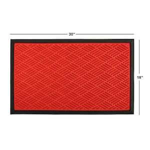 Red 18 in. x 30 in. Orange Rubber Poly Doormat