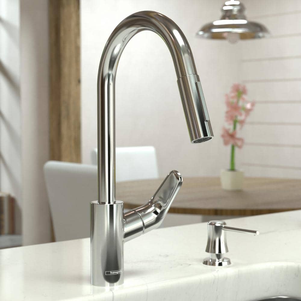 Focus HighArc 16'' Chrome Brass Pull-Out Kitchen Faucet