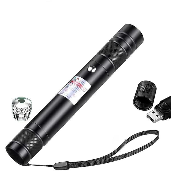 Rechargeable Green Laser Pointer Screen w/ Long-Range High Power Beam and Removable Star Cap for Presentations