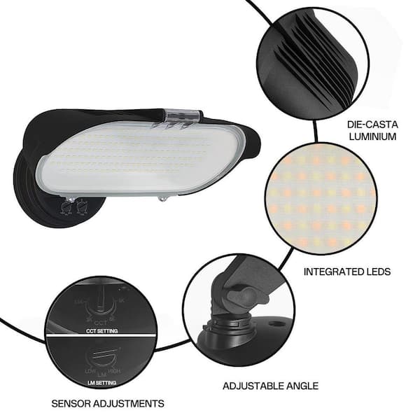 Cedar Hill 72W 8000 Lumen 120 Light Beam Angle Black Dusk to Dawn