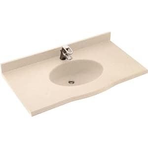 Europa 55 in. W x 22.5 in. D Solid Surface Vanity Top with Sink in Bermuda Sand