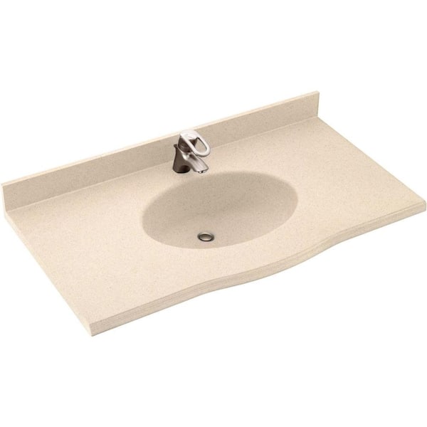 Swan Europa 55 in. W x 22.5 in. D Solid Surface Vanity Top with Sink in Bermuda Sand